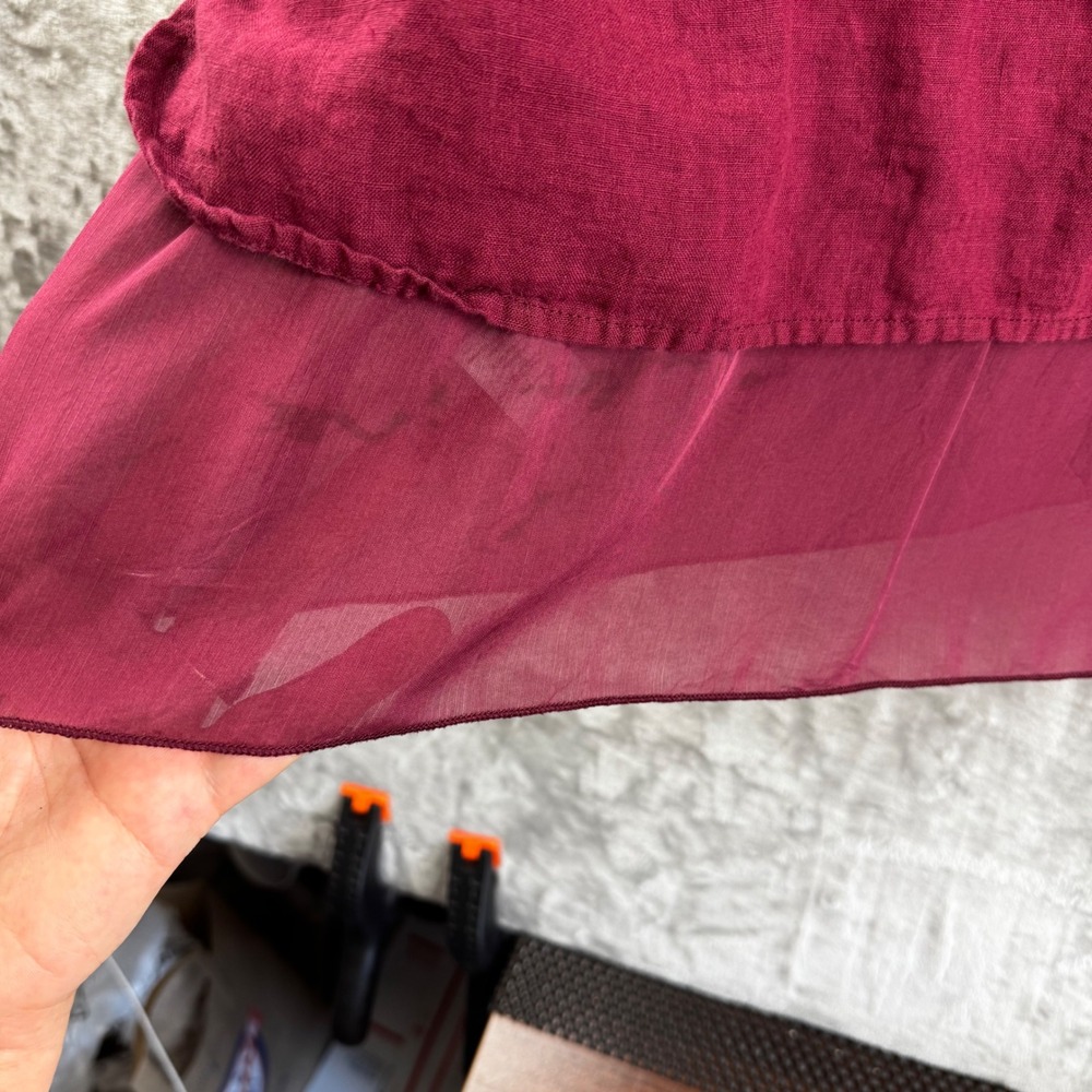 Coldwater Creek Blouse Women XL Burgundy Linen Layered Short Sleeve (1809) - Picture 11 of 12